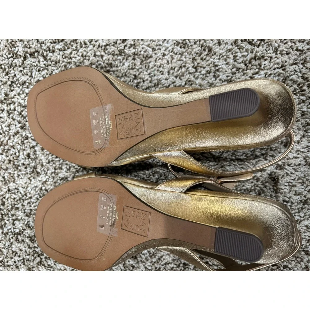 Naturalizer Metallic Gold Low Wedge Sandals